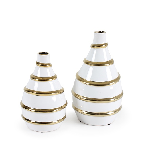 [SH10353-G] Jarrón de Cerámica Decorativo Grande lineas horizontales	
